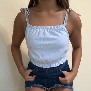 Brandy Melville striped tie shoulder top